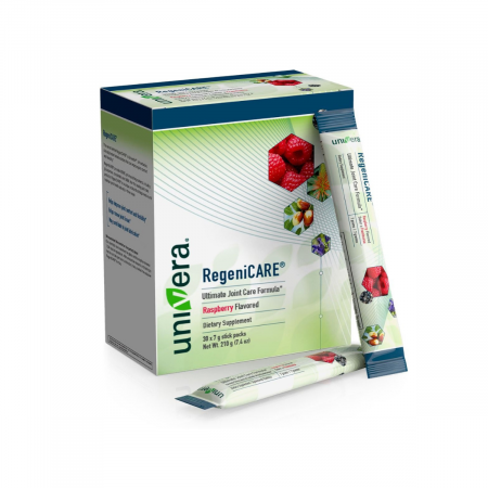 Univera RegeniCARE drink powder packet and box image - Rasberry Flavored - 30 sticks