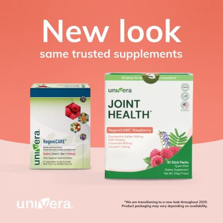 Univera RegeniCARE drink powder packet and box image - Rasberry Flavored - 30 sticks