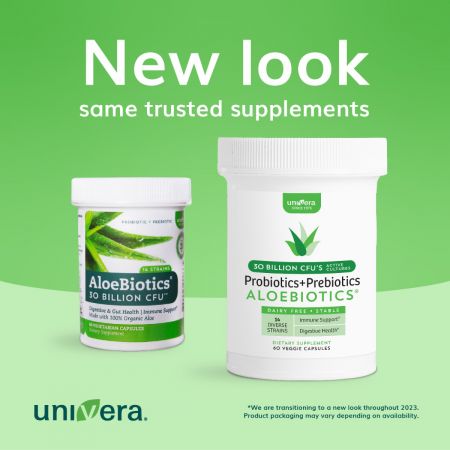 Univera AloeBiotics container - Digestive and Gut health - 60 vegetarian capsules
