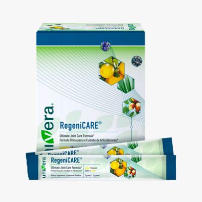 Univera RegeniCARE drink powder packet and box image - Lemon Flavored - 30 sticks