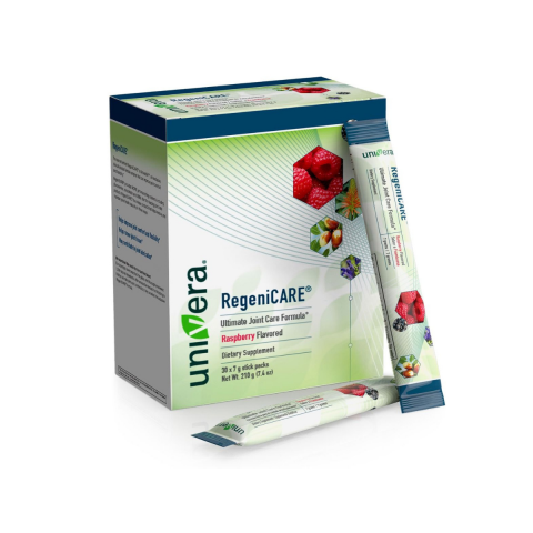 Univera RegeniCARE drink powder packet and box image - Rasberry Flavored - 30 sticks