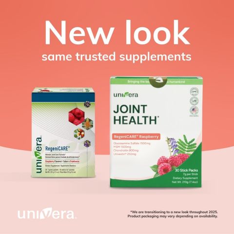 Univera RegeniCARE drink powder packet and box image - Rasberry Flavored - 30 sticks
