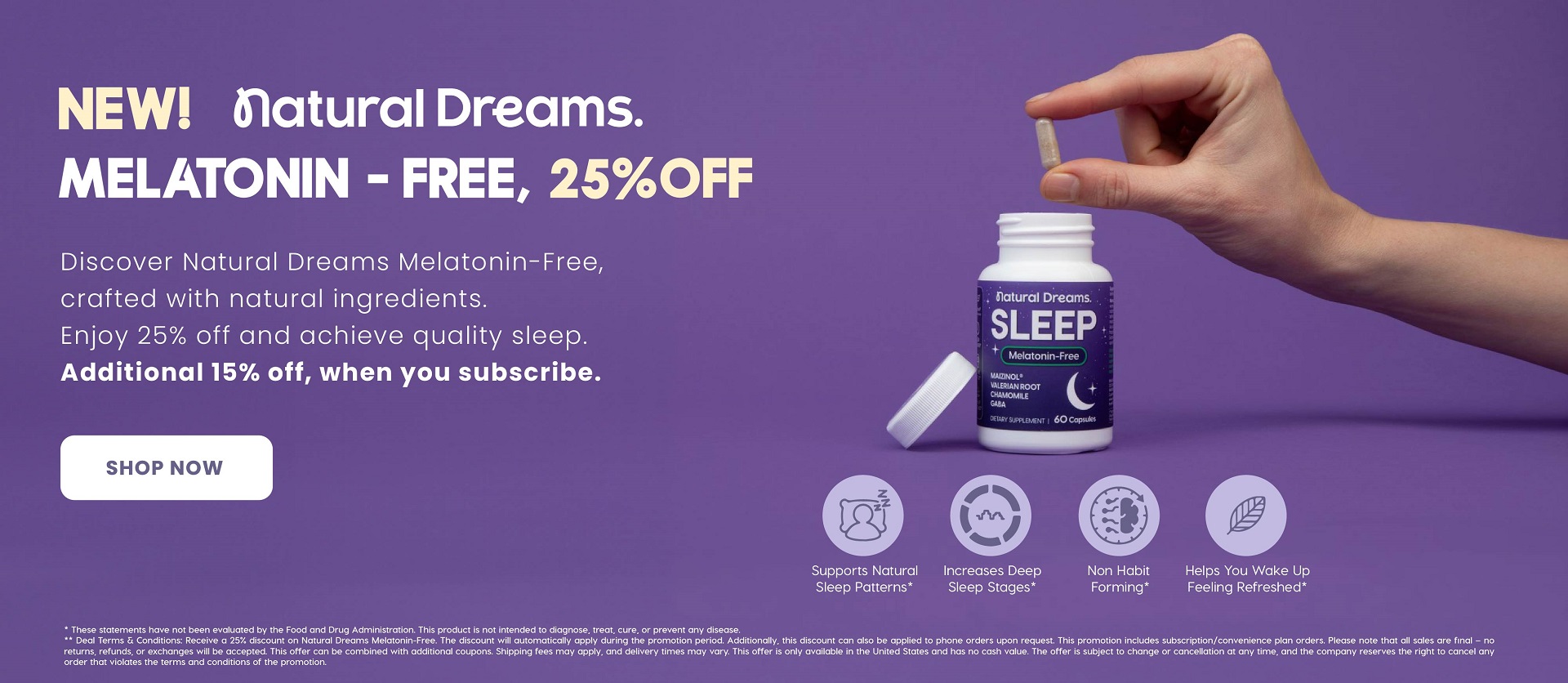 New! Natural Dreams Melatonin-Free : 25% off 