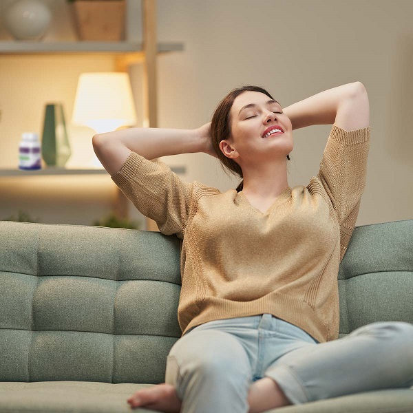Woman relaxing on the couch